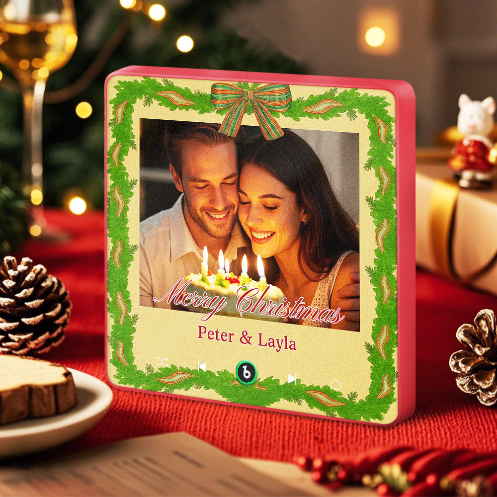 Custom Christmas Music Photo Fridge Magnet Viewfinder Frame Styles, Personalized Picture & Song, Best Christmas Gift for Couple, Family, Friend