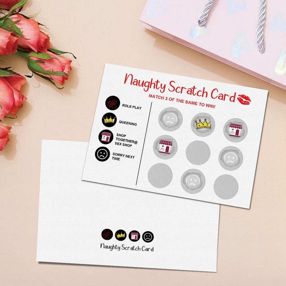 Naughty Scratch Card Funny Valentine's Day Scratch off Card Match 3 to Win Card - MyPhotoBoxerUk