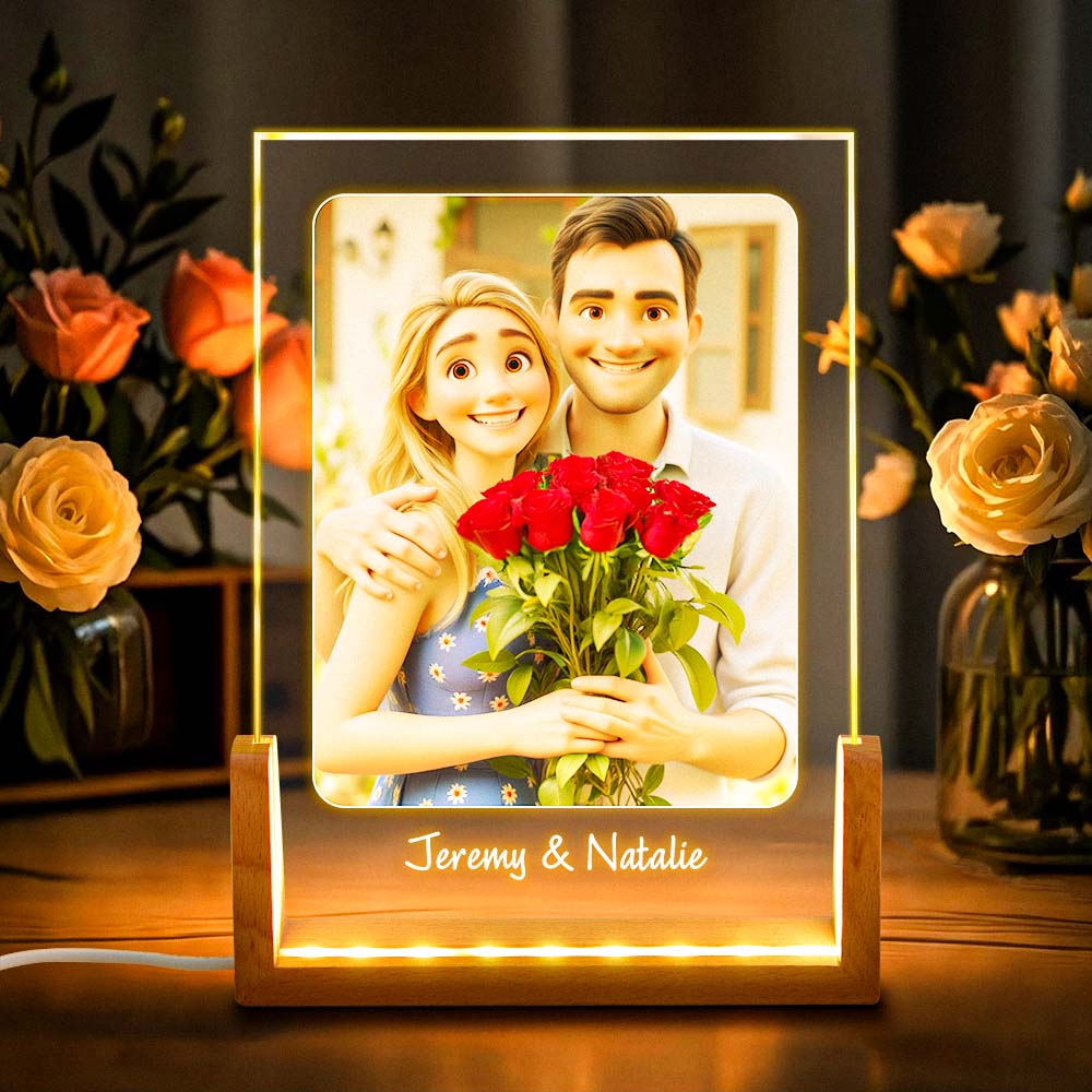 Custom Cartoon Portrait Night Light Personalized Photo Frame LED Lamp for Unique Home Decor