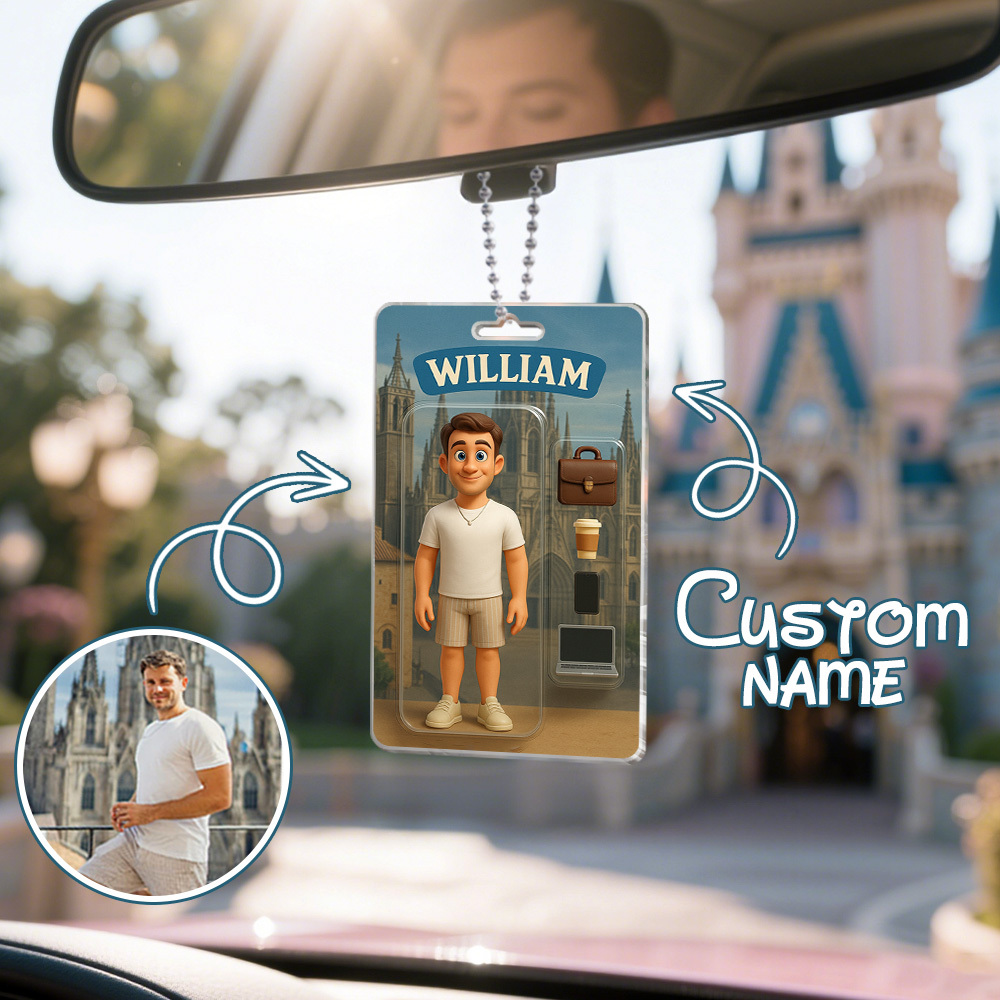 Fully Body Customizable Action Figure Pack Packaging Toy Box Style Art Gift Personalized Acrylic Car Hanger Gift for Him - MyPhotoBoxerUk