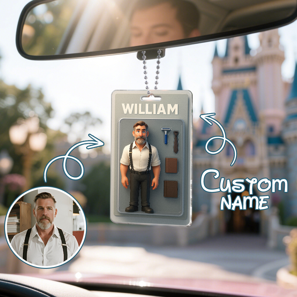 Fully Body Customizable Action Figure Pack Packaging Toy Box Style Art Gift Personalized Acrylic Car Hanger Gift for Him