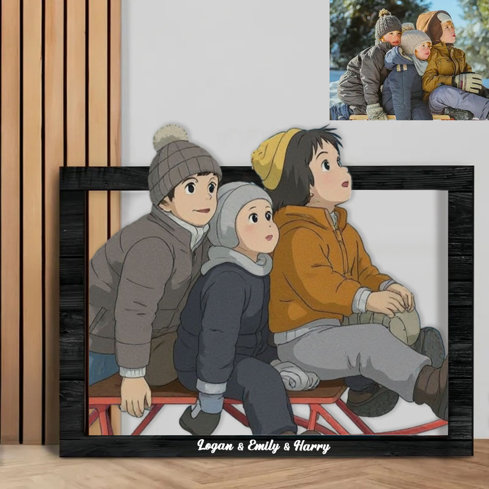 Personalized Ghibli Portrait Frame Wedding Anniversary Christmas Couple Gift