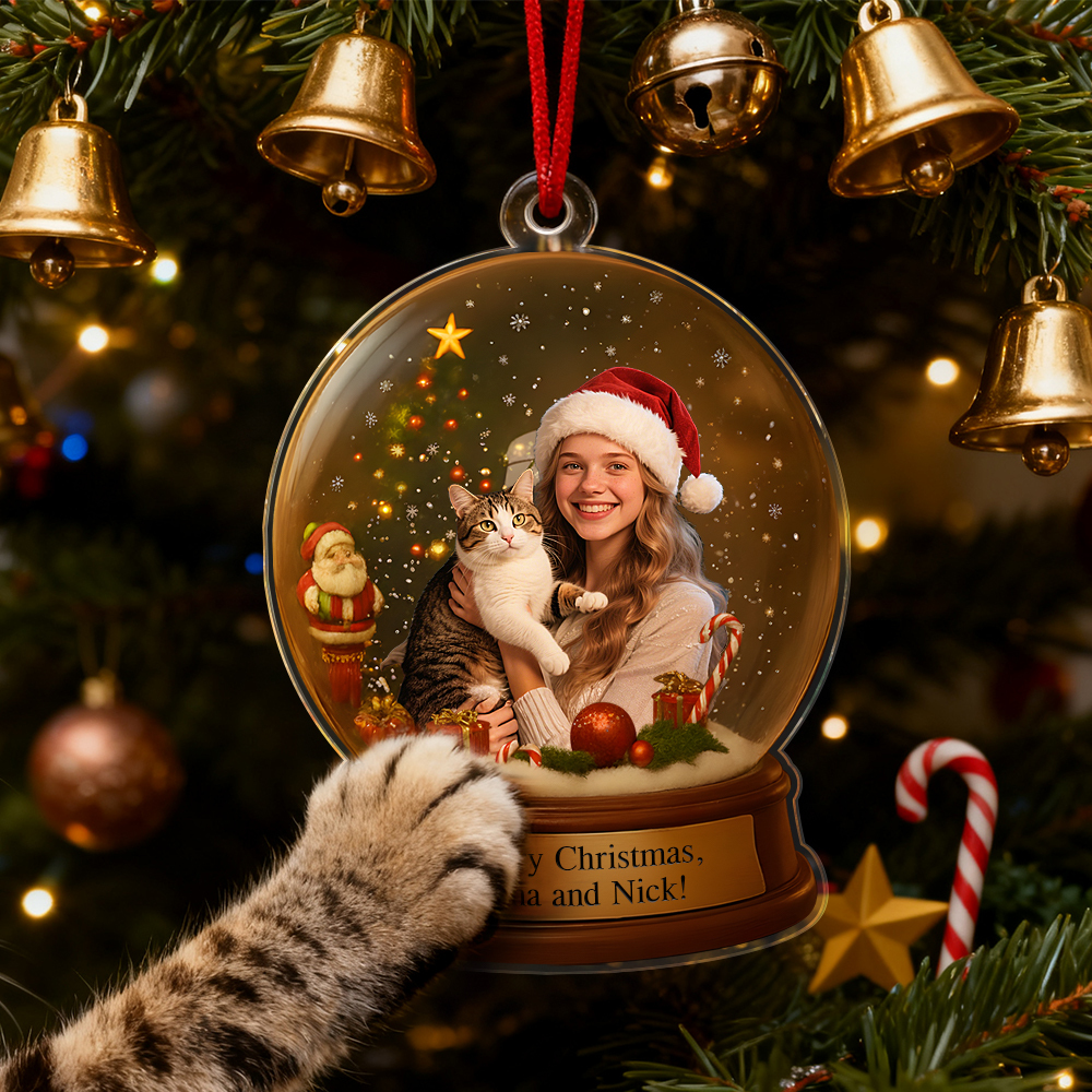 Personalized Christmas Snow Globe Ornament Best Christmas Gift for Family, Couple, Lover - MyPhotoBoxerUk