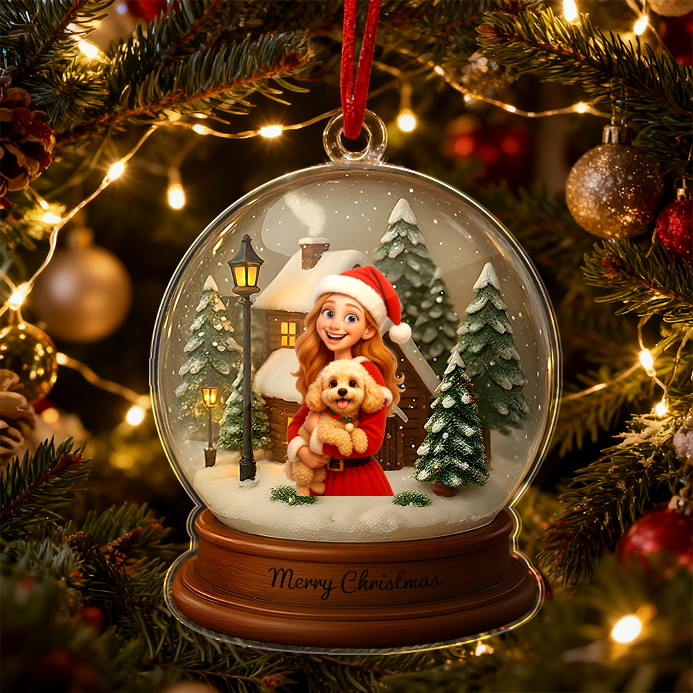 Personalized Cartoon Christmas Snow Globe Ornament Best Christmas Gift for Family, Couple, Lover - MyPhotoBoxerUk