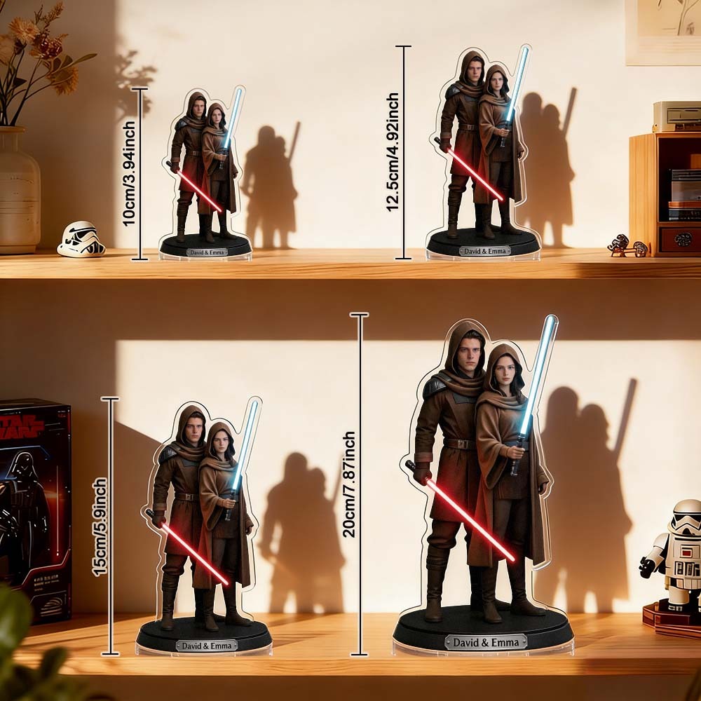 Custom Lightsaber Galactic Hero Couple Photo Acrylic Plaque Funny Gifts for Lover - MyPhotoBoxerUk