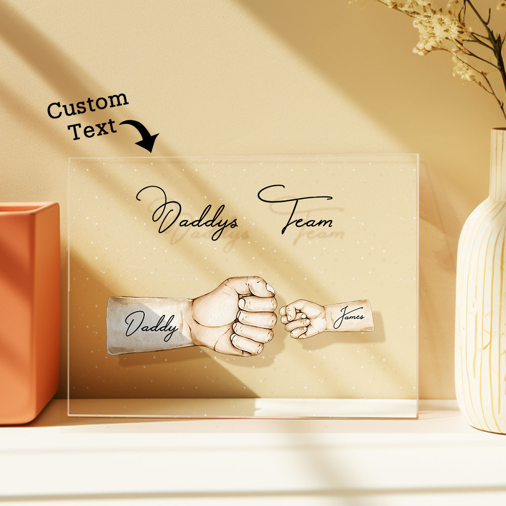 Custom Plaque Personalized Daddy's Team Fist Bump Father's Day Gift - MyPhotoBoxerUk