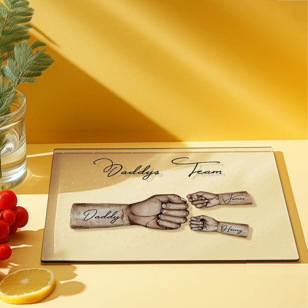 Custom Plaque Personalized Daddy's Team Fist Bump Father's Day Gift - MyPhotoBoxerUk