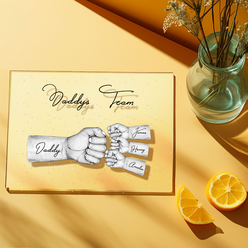Custom Plaque Personalized Daddy's Team Fist Bump Father's Day Gift - MyPhotoBoxerUk