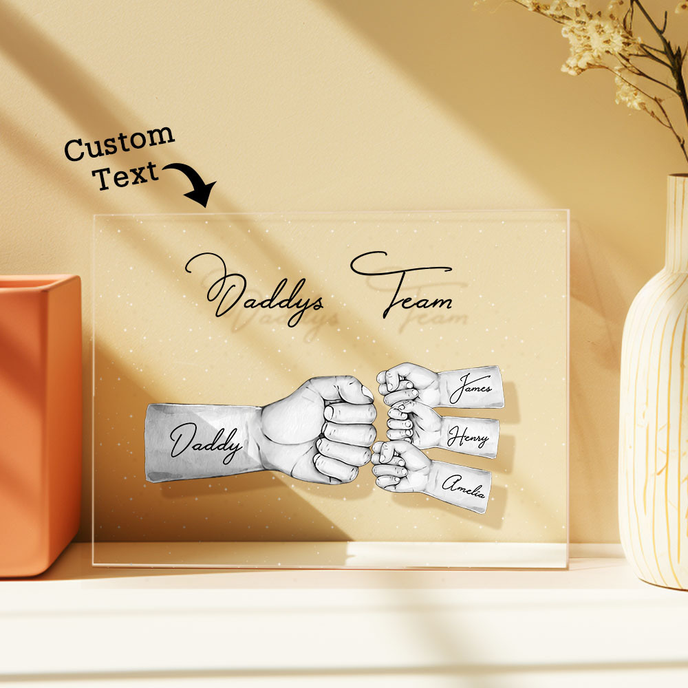 Custom Plaque Personalized Daddy's Team Fist Bump Father's Day Gift - MyPhotoBoxerUk