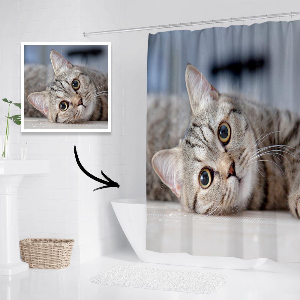 Personalized Shower Curtain Bathroom Decor Gift For Family 122*183cm - MyPhotoBoxerUk
