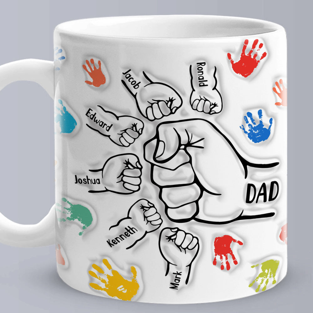 Personalized Custom Names 3D Inflated Effect Printed Mug Gift for Dad Grandpa - MyPhotoBoxerUk