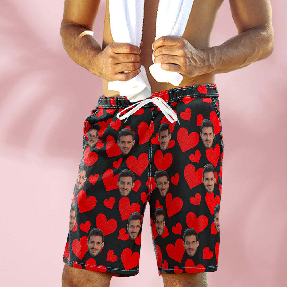 Custom Face Photo Men's Swim Trunk Water Shorts Summer  Valentine's Day Gifts for Couple - MyPhotoBoxerUk