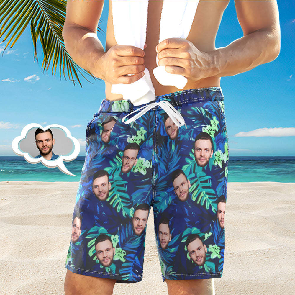 Custom Men's Face Swim Trunks Summer Seaside Vacation Beach Shorts - MyPhotoBoxerUk