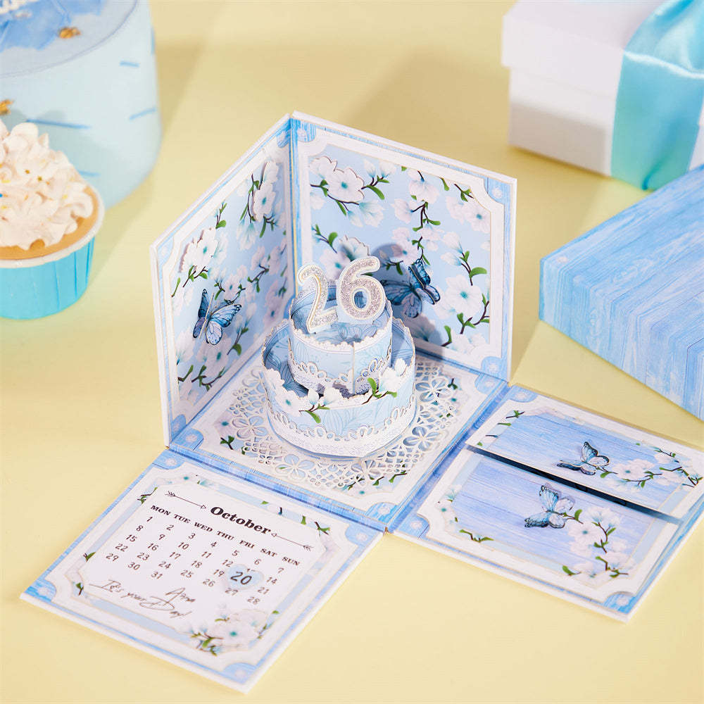 Personalised Birthday Exploding Surprise Box Card Custom Cherry Blossoms 3D Pop-Up Greeting Card - MyPhotoBoxerUk
