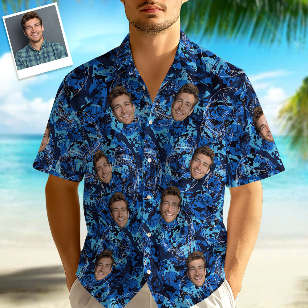 Benutzerdefiniertes Gesicht Herren Hawaiihemd Geschenke für Männer