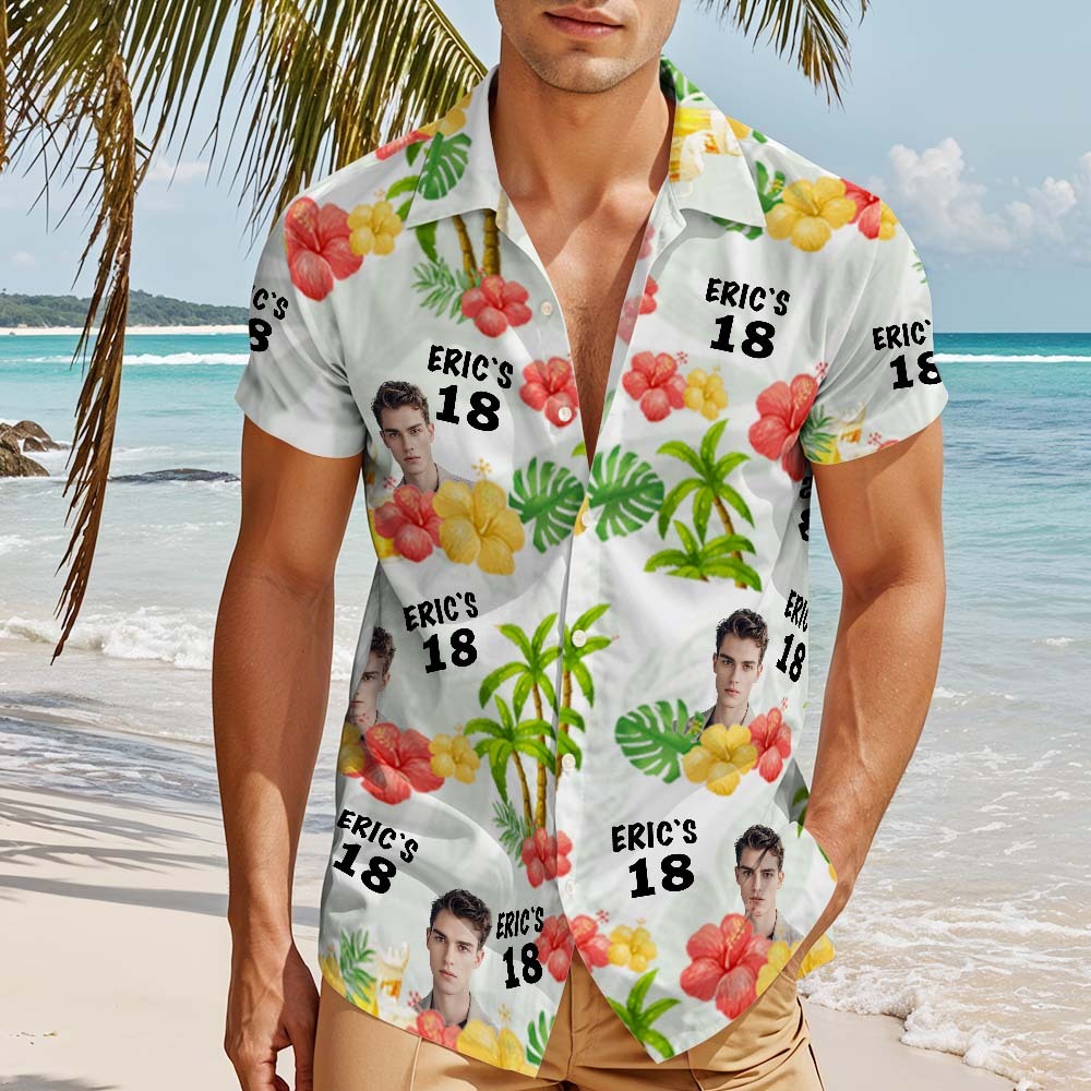 Personalized Custom Hawaiian Shirt Customized Date and Name Birthday Face Hawaiian Shirt