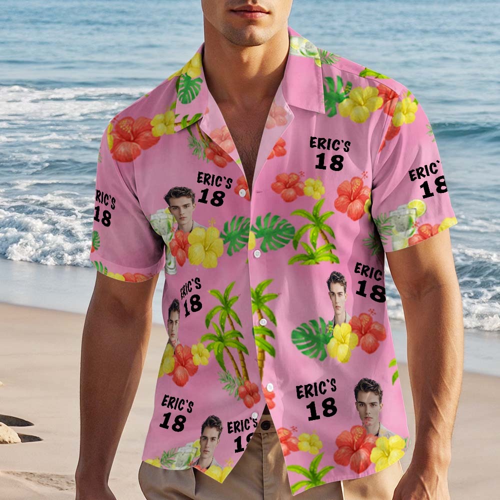 Personalized Custom Hawaiian Shirt Customized Date and Name Birthday Face Hawaiian Shirt