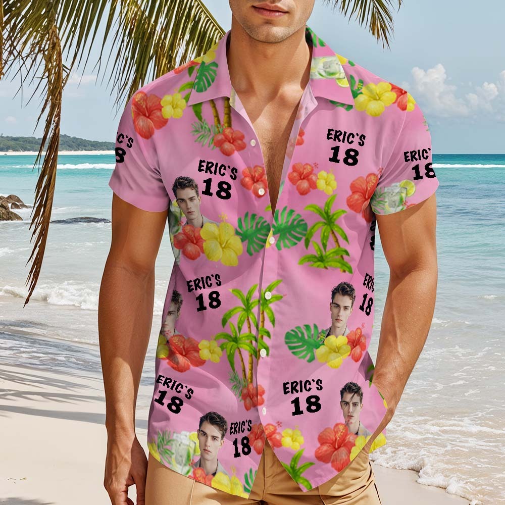 Personalized Custom Hawaiian Shirt Customized Date and Name Birthday Face Hawaiian Shirt