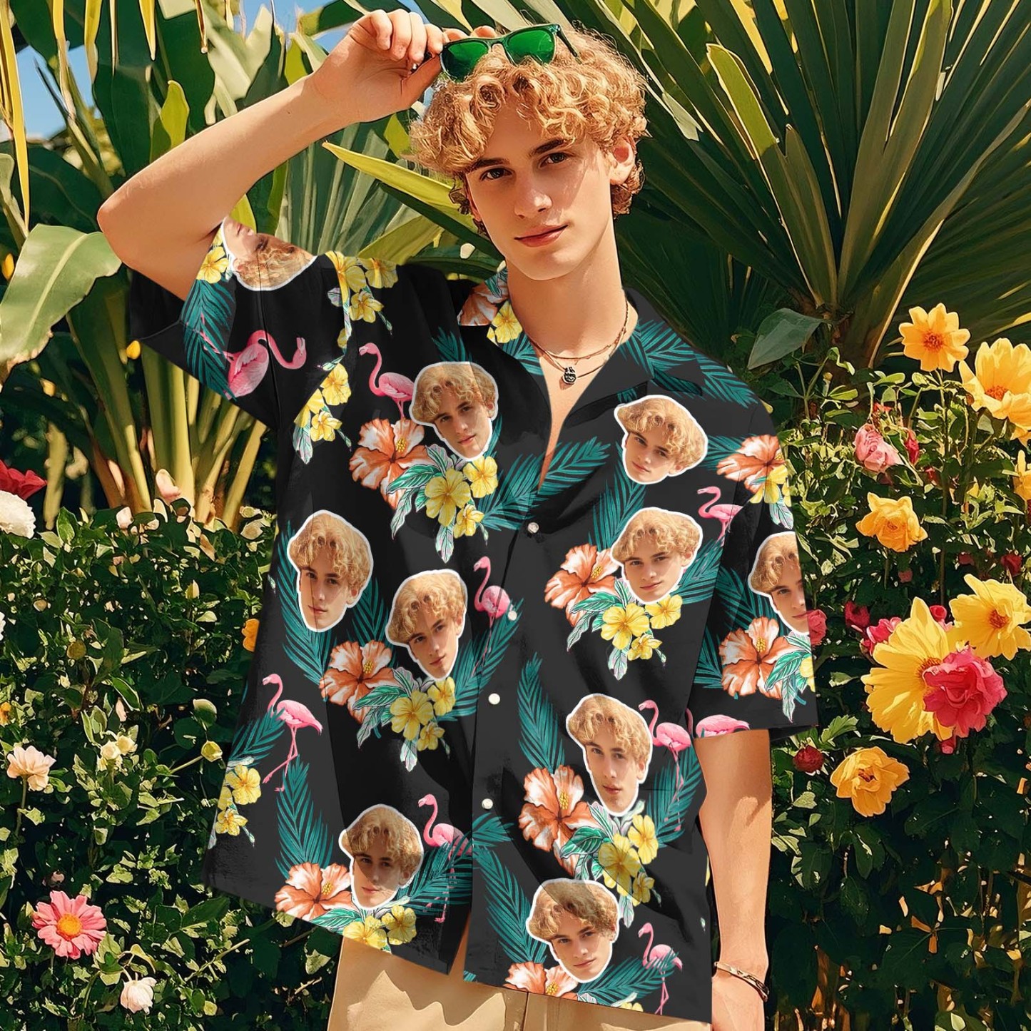 Chemise Hawaïenne Personnalisée Avec Flamant Rose, Cadeau D'été Ou Cadeau Familial - MademineFR