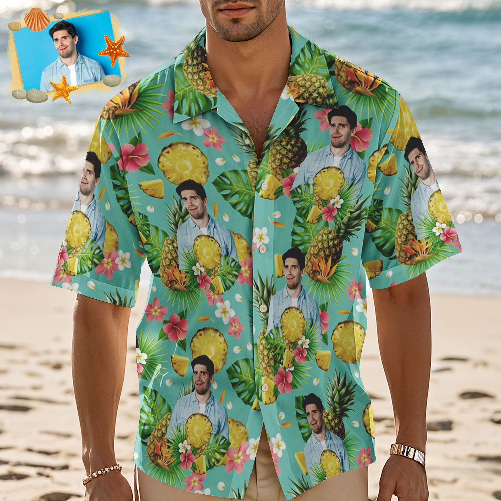Custom Photo Hawaiian Shirt With Tropical Design Custom Face Hawaiian Shirt