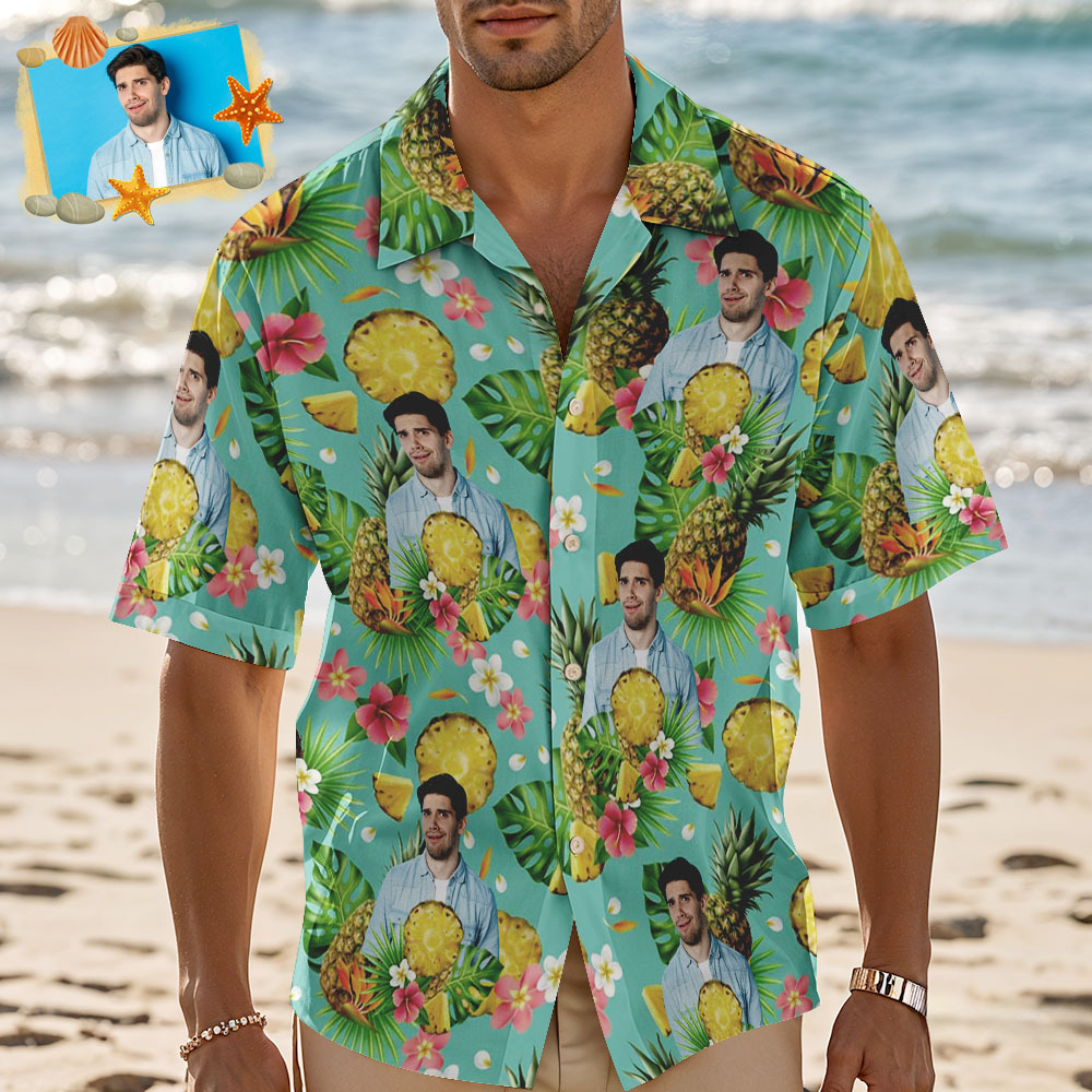 Custom Photo Hawaiian Shirt With Tropical Design Custom Face Hawaiian 