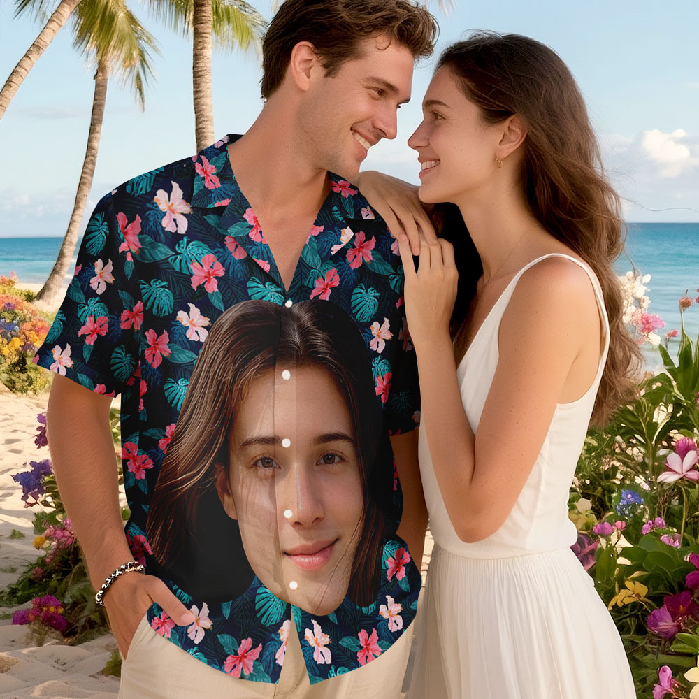 Custom Big Face Funny Photo Tropical Hawaii For Men, Women Custom Photo Hawaiian Shirts