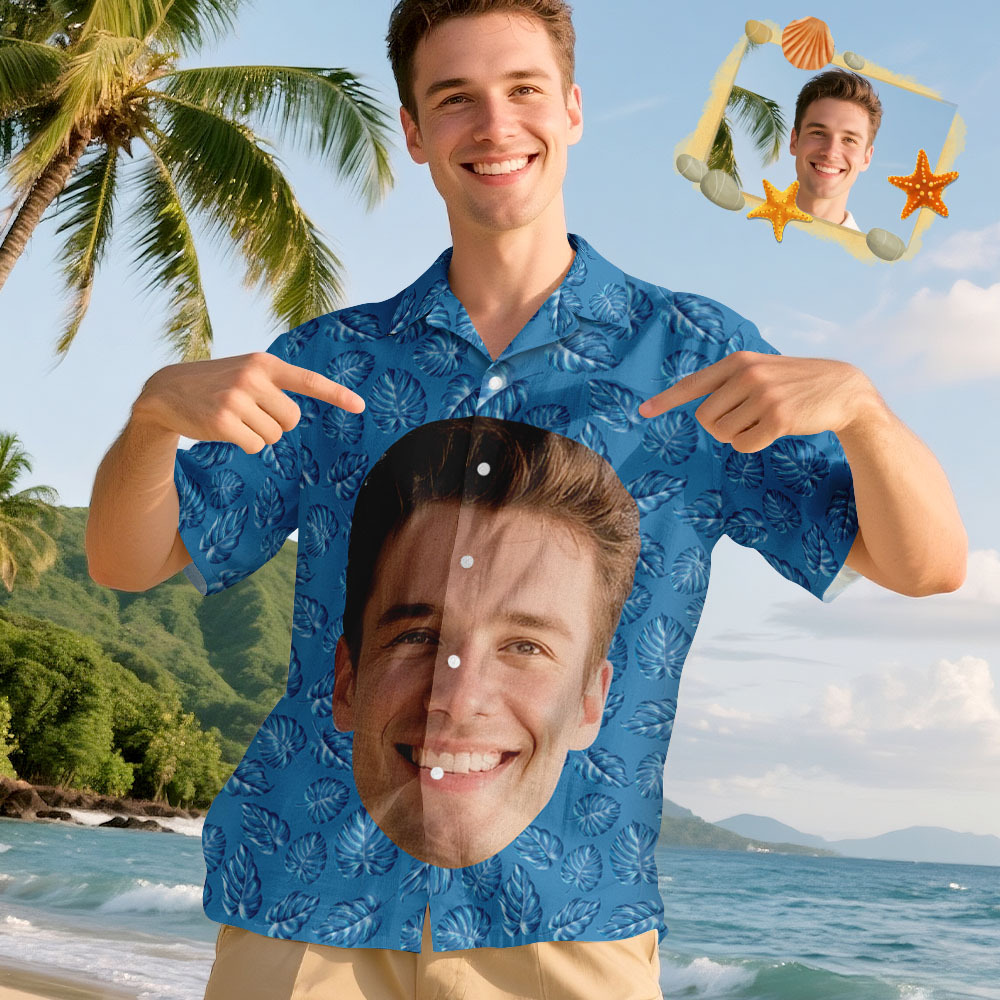 Custom Big Face Funny Photo Tropical Hawaii For Men, Women Custom Photo Hawaiian Shirts