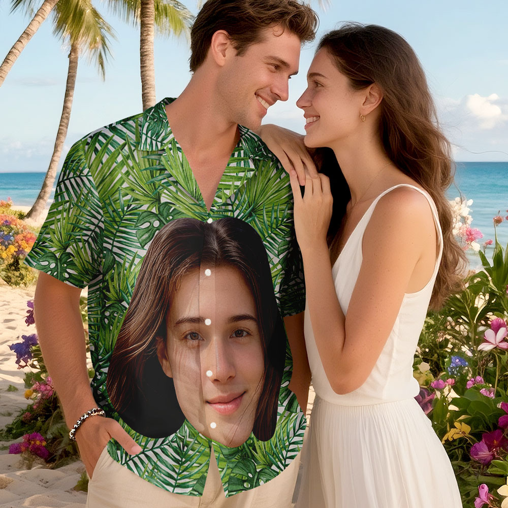 Custom Big Face Funny Photo Tropical Hawaii For Men, Women Custom Photo Hawaiian Shirts