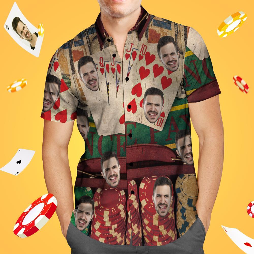 Custom Face Hawaiian Shirt Aloha Poker Player Beach Shirt Gift for Him