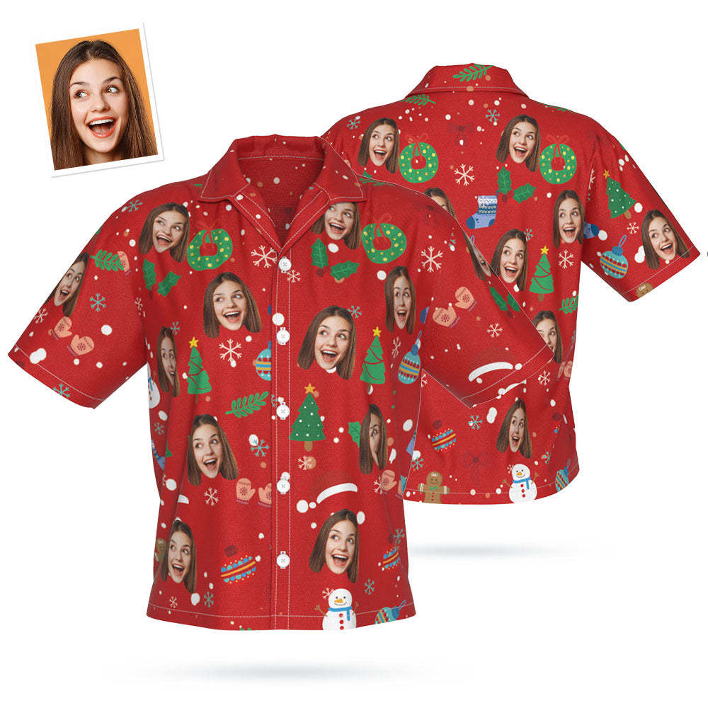 Custom Face Hawaiian Shirt Personalised Women's Photo Shirt Christmas Gift for Women