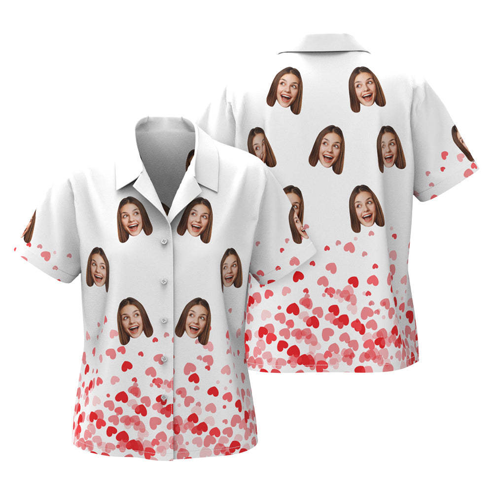 Custom Face Hawaiian Shirt For Her Personalised Women's Photo Shirt Valentine's Day Gift
