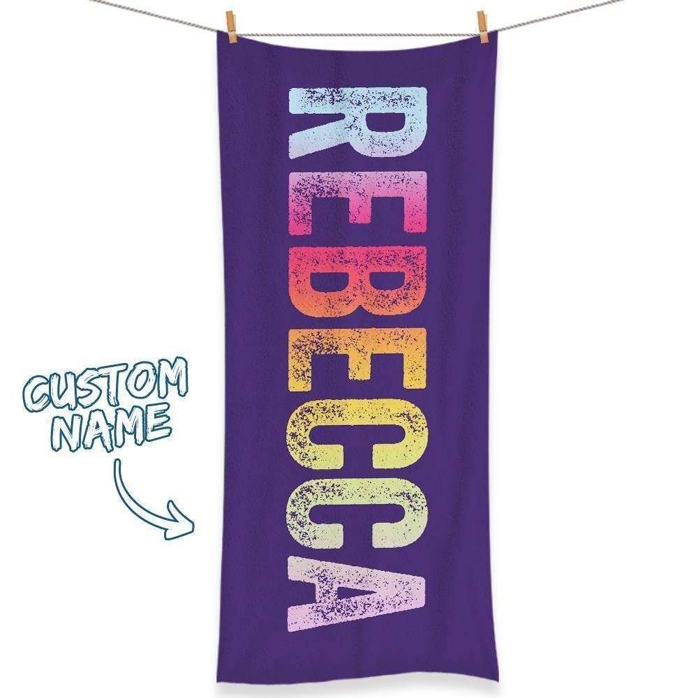 Personalized Towel Engraved with Name Colorful - MyPhotoBoxerUk