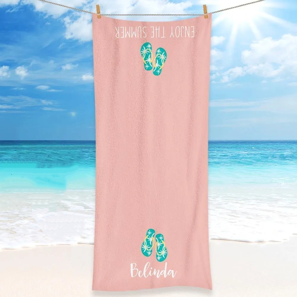 Personalized Towel Engraved with Name Pink for Girls