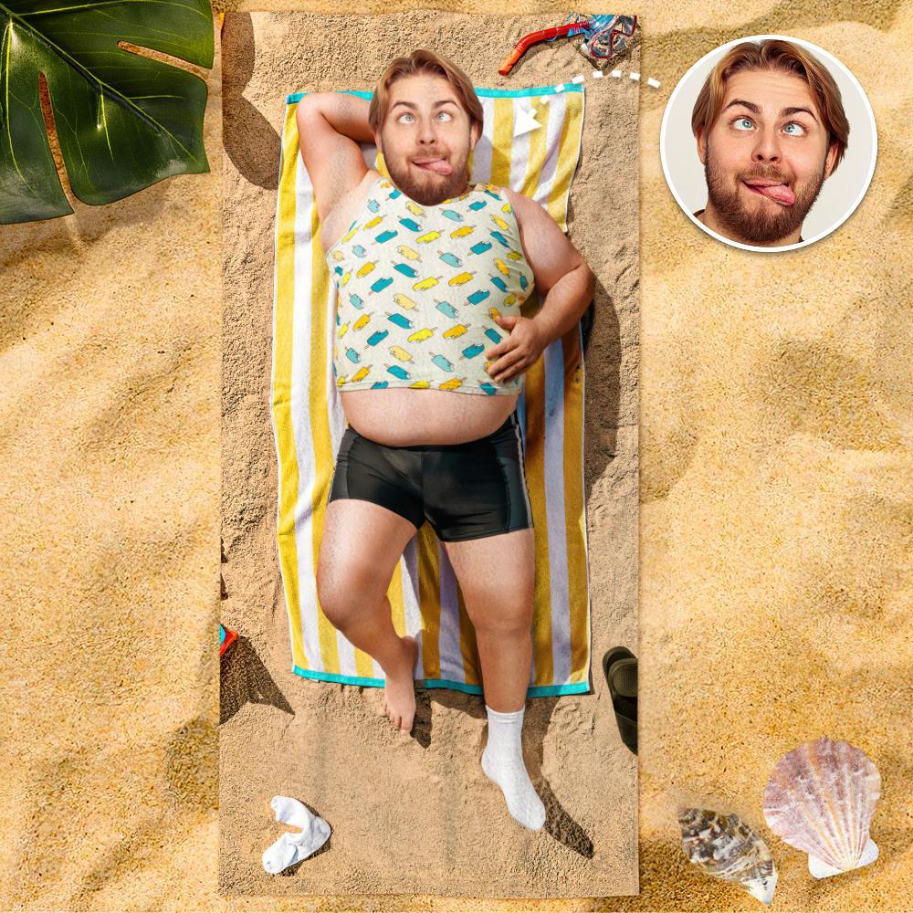 Custom Photo Face Beach Towel Face Towel With Your Dream Body Best Friend Gift 80*160cm - MyPhotoBoxerUk