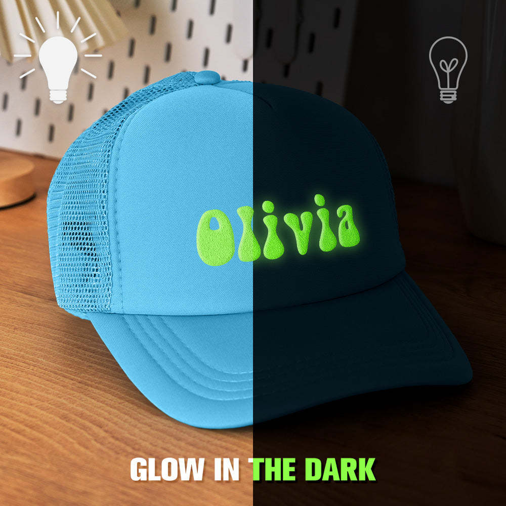 Custom Puff Print Trucker Hat Personalized Glow-in-the-dark Foam Trucker Caps for Adult - MyPhotoBoxerUk