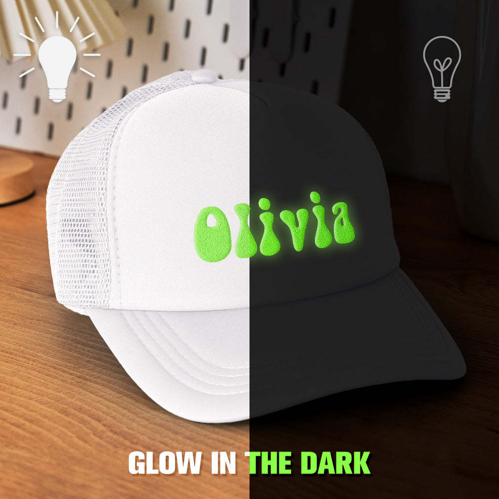 Custom Puff Print Trucker Hat Personalized Glow-in-the-dark Foam Trucker Caps for Adult - MyPhotoBoxerUk