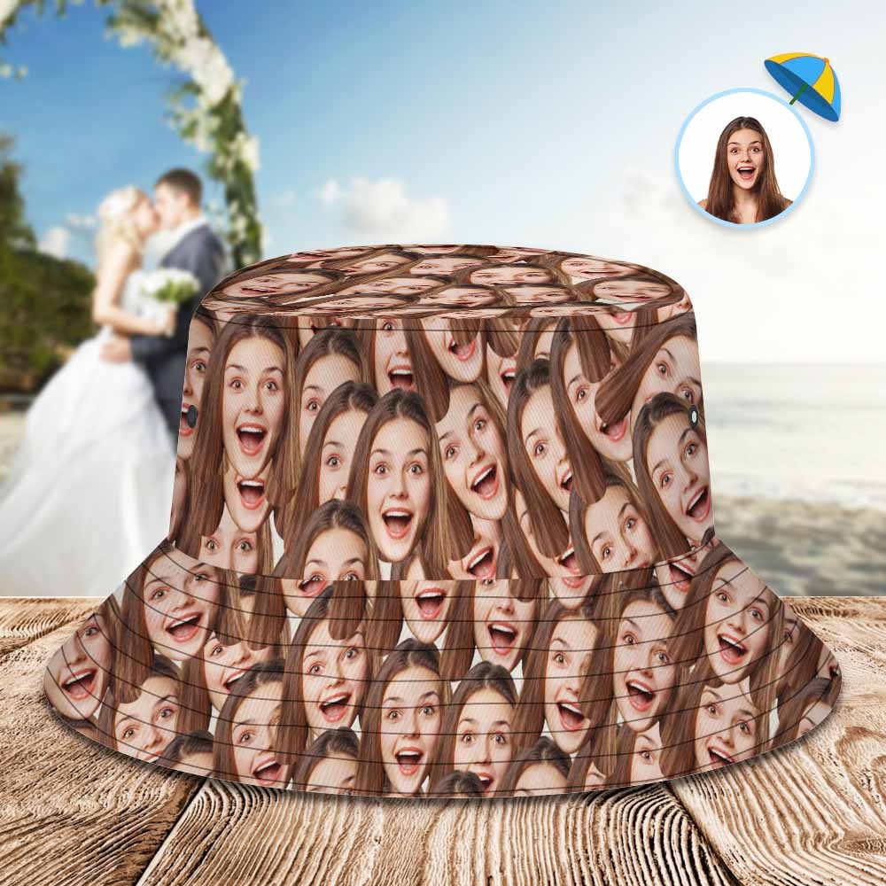 Custom Bucket Hat Unisex Face Mash Bucket Hat Personalise Wide Brim Outdoor Summer Cap Hiking Beach Sports Hats Gift for Lover Wedding Gift