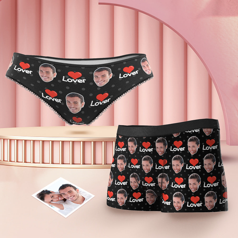 Custom Face Couple Matching Underwear My Lover Personalised Funny Underwear Gift for Lovers