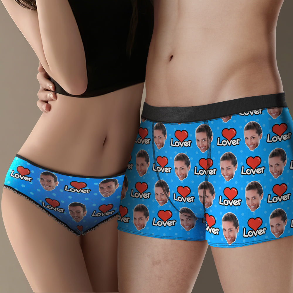 Custom Face Couple Matching Underwear Multicolor My Lover Personalised Funny Underwear Gift for Lovers