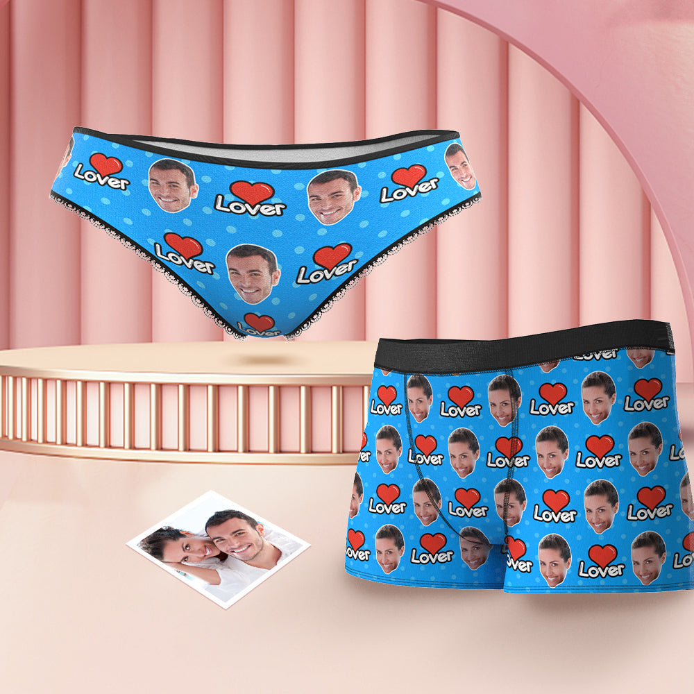 Custom Face Couple Matching Underwear Multicolor My Lover Personalised Funny Underwear Gift for Lovers