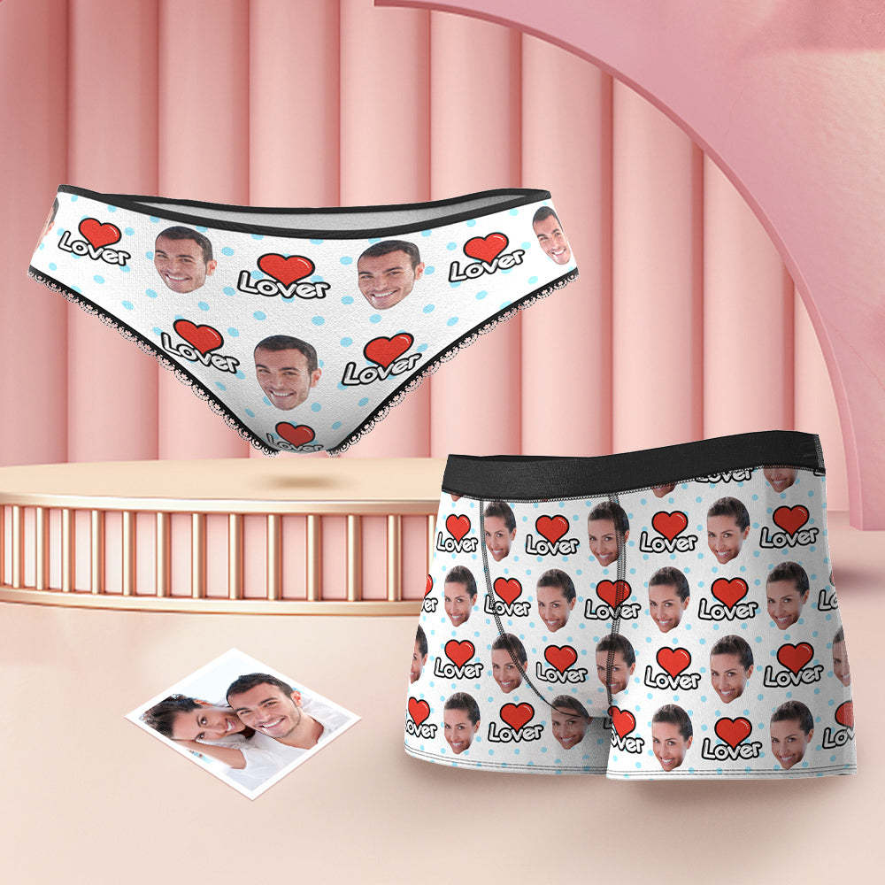 Custom Face Couple Matching Underwear My Lover Personalised Funny Underwear Gift for Lovers