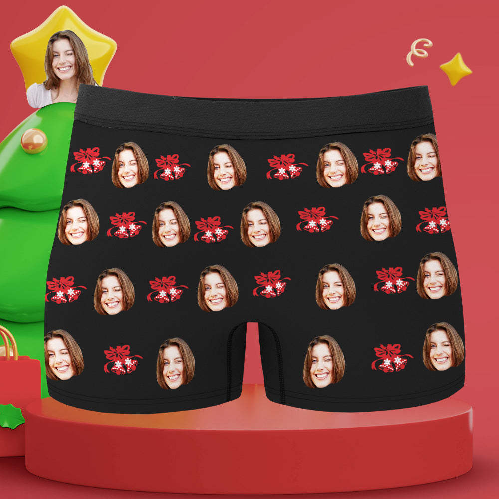 Custom Face Christmas Bells Boxers Briefs Personalised Mens Underwear Funny Briefs With Photo -All i Want for Christmas is You
