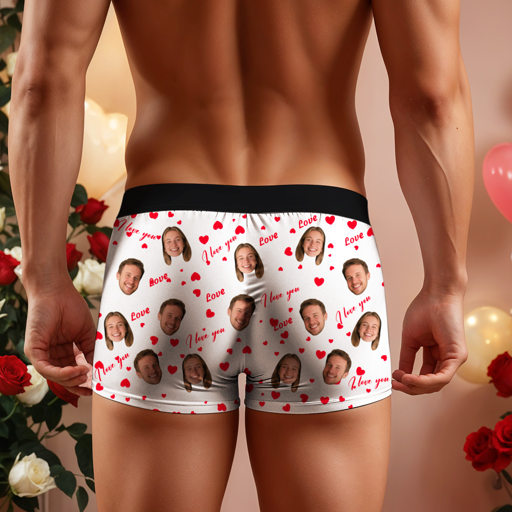 Personalized Men Boxers with Face, Custom Face Boxer Briefs, Happy Valentine's Day, Valentine’s Day Gift for Him