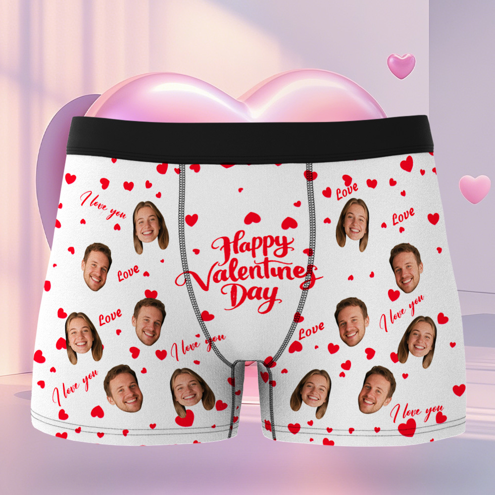 Personalized Men Boxers with Face, Custom Face Boxer Briefs, Happy Valentine's Day, Valentine’s Day Gift for Him