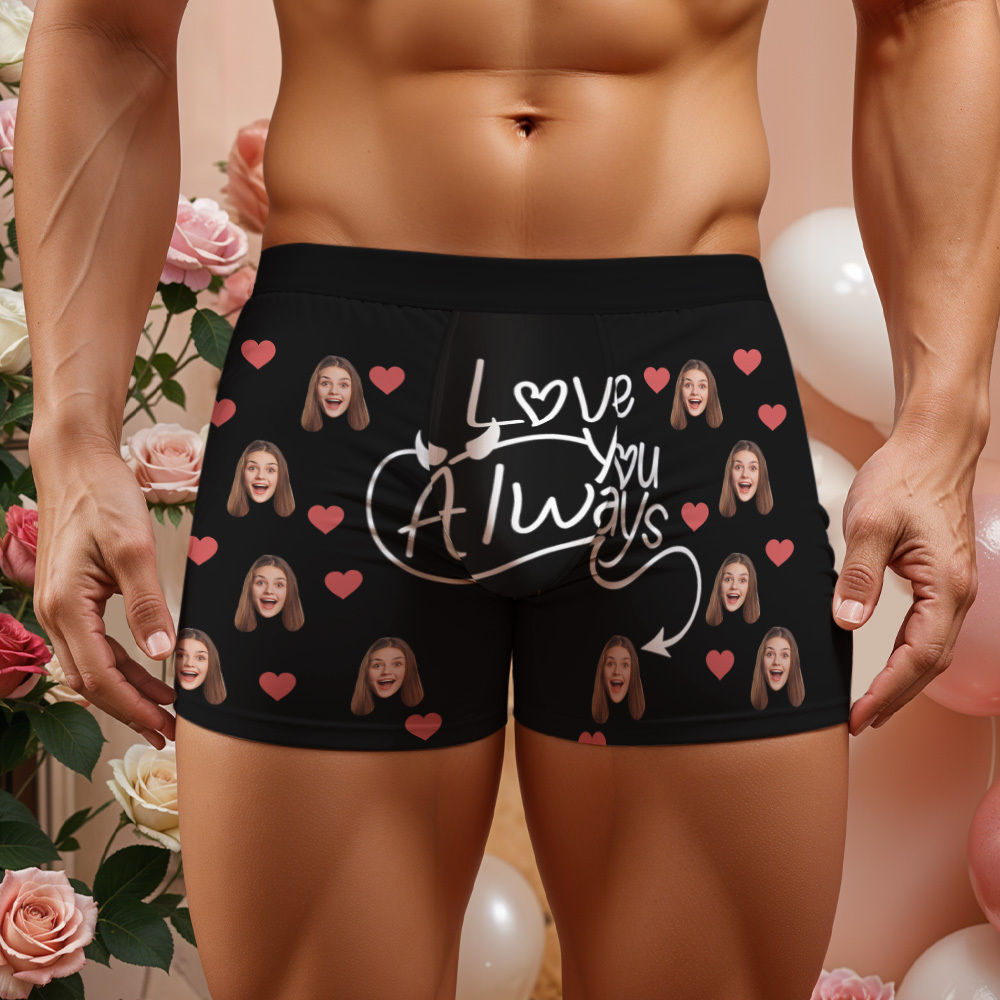 Personalized Men Boxers with Face, Custom Face Boxer Briefs, Happy Valentine's Day, Valentine’s Day Gift for Him