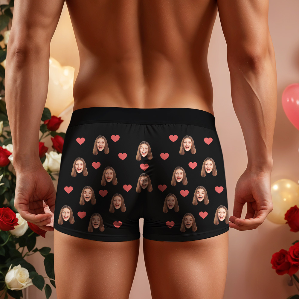 Personalized Men Boxers with Face, Custom Face Boxer Briefs, Happy Valentine's Day, Valentine’s Day Gift for Him