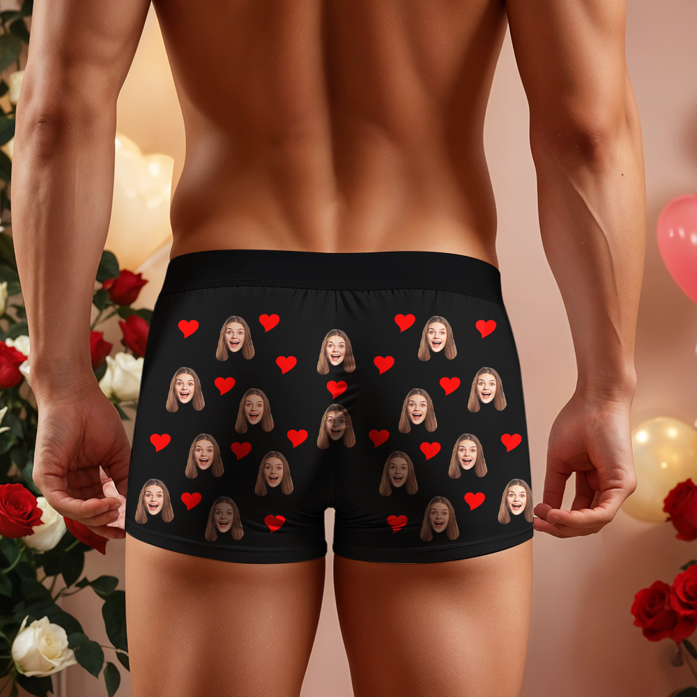 Personalized Men Boxers with Face, Custom Face Boxer Briefs, Happy Valentine's Day, Valentine’s Day Gift for Him
