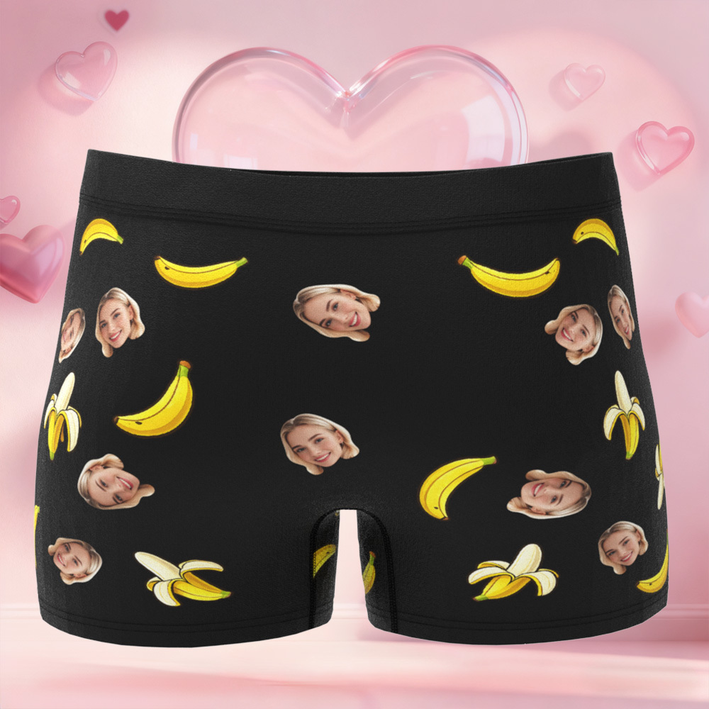 Personalized Face Boxer Briefs, Custom Photo Underwear, Heart Lover Men's Boxer, Anniversary Gift for Him, Valentine's Day Gift