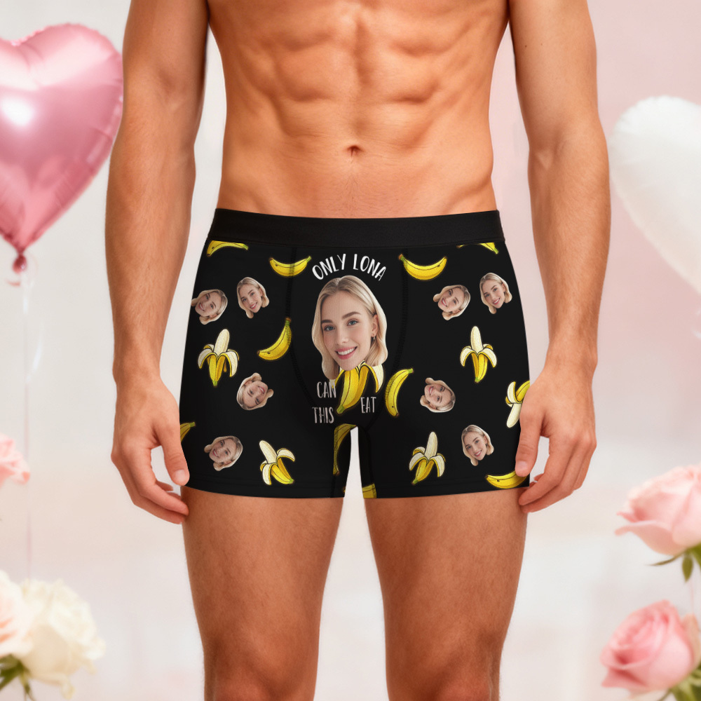 Personalized Face Boxer Briefs, Custom Photo Underwear, Heart Lover Men's Boxer, Anniversary Gift for Him, Valentine's Day Gift