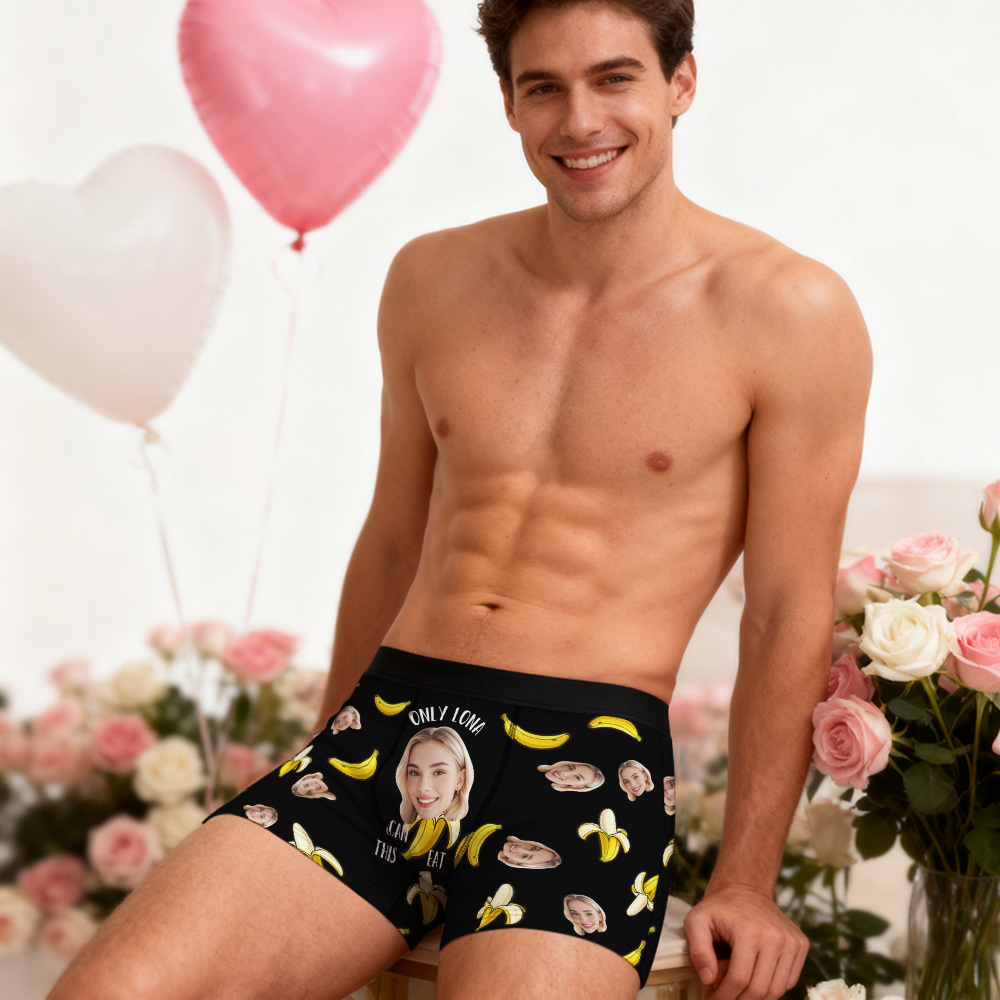 Personalized Face Boxer Briefs, Custom Photo Underwear, Heart Lover Men's Boxer, Anniversary Gift for Him, Valentine's Day Gift